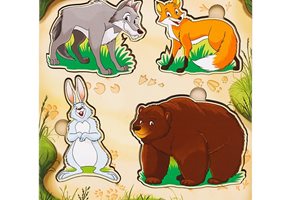 פאזל עץ תלת שכבתי "משפחה – חיות בר"