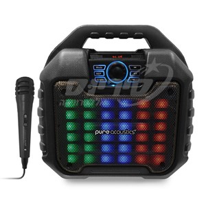 רמקול בידורית בלוטוס TWS קריוקי עם תאורת RGB ומיקרופון חוטי